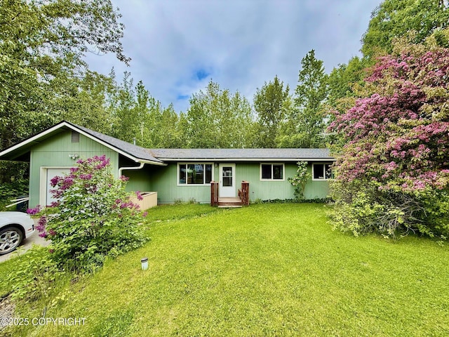 4941 E Rhubarb Cir, Wasilla, AK 99654 - ranch-style house with a garage and a front lawn