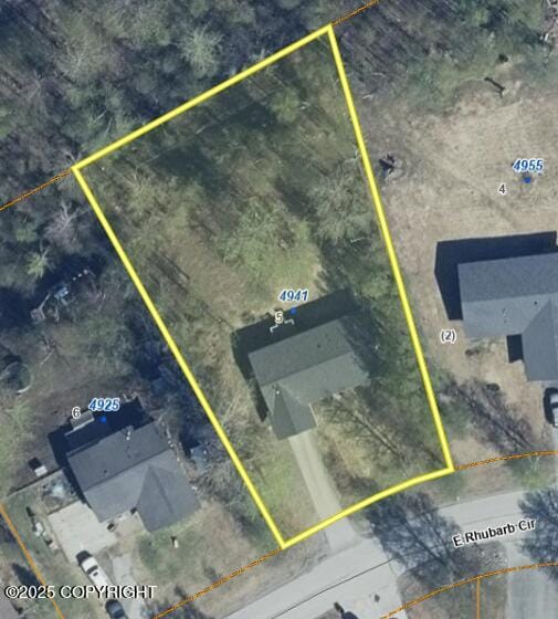4941 E Rhubarb Cir, Wasilla, AK 99654 - map of property location with property boundaries highlighted