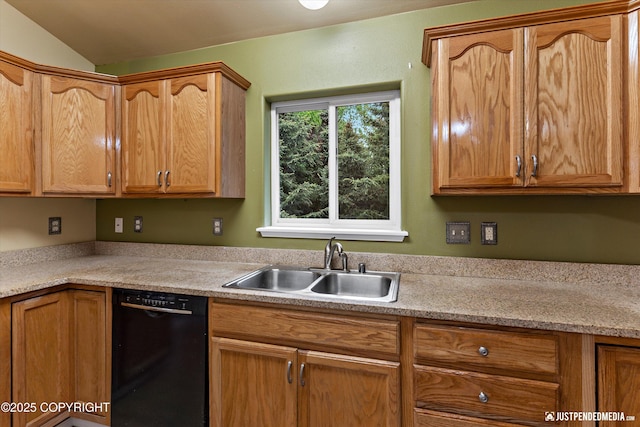 2353 Maritime Loop, Anchorage, AK 99515 - kitchen with black dishwasher, a sink, and light countertops