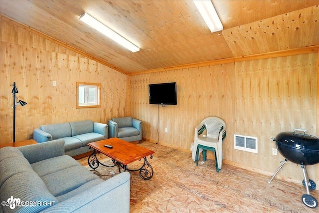 13364 Sterling Hwy, Ninilchik, AK 99639 - living area featuring lofted ceiling, wood ceiling, and wood finished floors