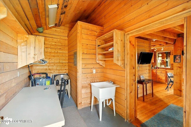 13364 Sterling Hwy, Ninilchik, AK 99639 - corridor featuring vaulted ceiling, wood walls, and wood ceiling