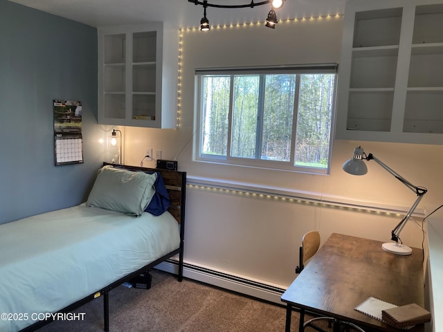 22909 Green Garden Dr, Chugiak, AK 99567 - carpeted bedroom featuring a baseboard heating unit