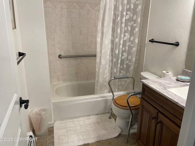 7700 E 32nd Ave, Anchorage, AK 99504 - full bathroom featuring toilet, vanity, and shower / bath combination with curtain