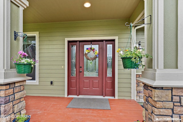542 S Tender Arctic Dr, Palmer, AK 99645 - entrance to property with stone siding and a porch