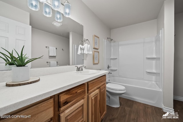 2105 W 47th Ave, Anchorage, AK 99517 - full bathroom with vanity, wood finished floors, and bathtub / shower combination