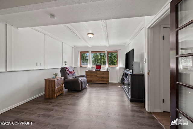 20213 David Ave, Eagle River, AK 99577 - sitting room featuring beam ceiling, wood finished floors, and a textured ceiling