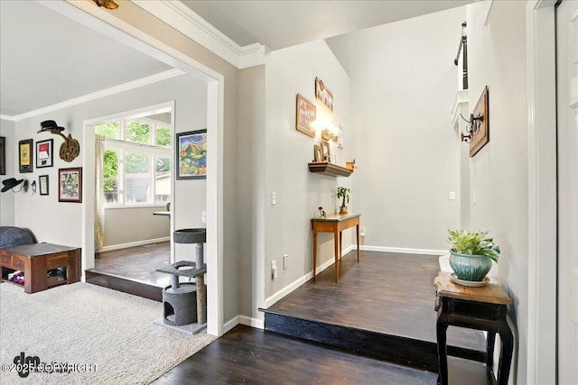 12830 Mission Cir, Anchorage, AK 99516 - interior space featuring dark wood-type flooring, ornamental molding, and baseboards