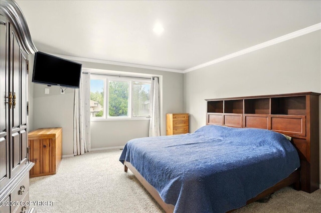 12830 Mission Cir, Anchorage, AK 99516 - bedroom with light colored carpet, crown molding, and baseboards