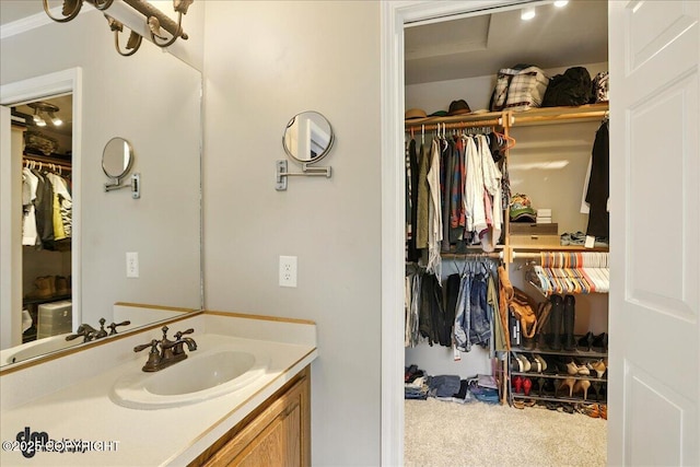 12830 Mission Cir, Anchorage, AK 99516 - bathroom featuring vanity and a spacious closet