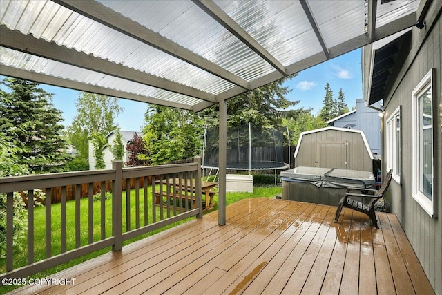 12830 Mission Cir, Anchorage, AK 99516 - deck featuring a trampoline and a lawn