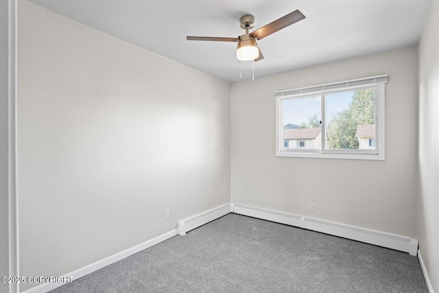 1100 Fred Cir, Anchorage, AK 99515 - spare room featuring carpet flooring, ceiling fan, baseboards, and baseboard heating