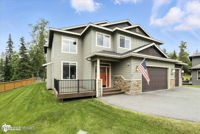 8683 Estates Cir, Anchorage, AK 99507 - craftsman-style house with stone siding, driveway, and an attached garage