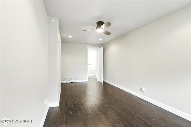 8683 Estates Cir, Anchorage, AK 99507 - spare room featuring ceiling fan, dark wood finished floors, and recessed lighting