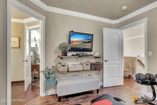 2548 S Gallop Cir, Wasilla, AK 99654 - living room with wood finished floors and crown molding