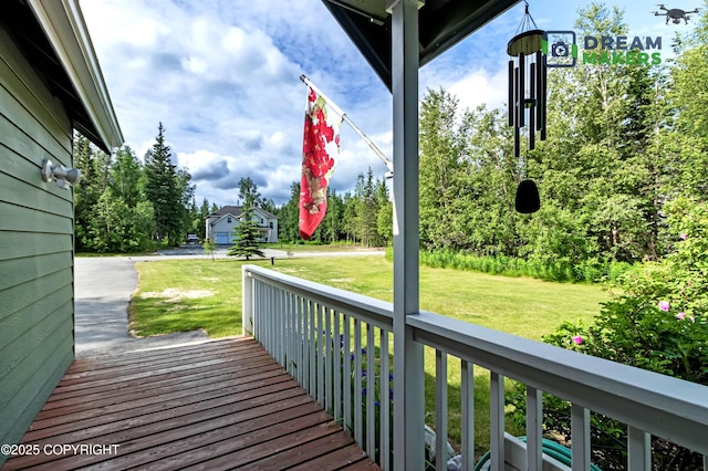 3111 N Intuition Dr, Wasilla, AK 99654 - wooden deck featuring a yard