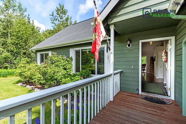 3111 N Intuition Dr, Wasilla, AK 99654 - wooden terrace featuring a lawn