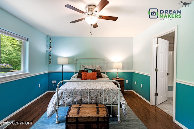 3111 N Intuition Dr, Wasilla, AK 99654 - bedroom featuring wood finished floors and a ceiling fan