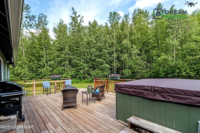 3111 N Intuition Dr, Wasilla, AK 99654 - deck featuring a hot tub and grilling area
