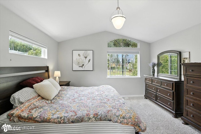 9198 Eagle River Ln, Eagle River, AK 99577 - bedroom with lofted ceiling and light carpet