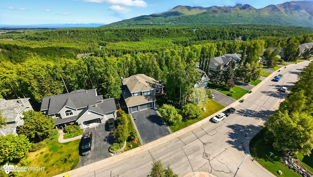 17001 Yellowstone Dr, Eagle River, AK 99577 - aerial perspective of suburban area with a forest and a mountainous background