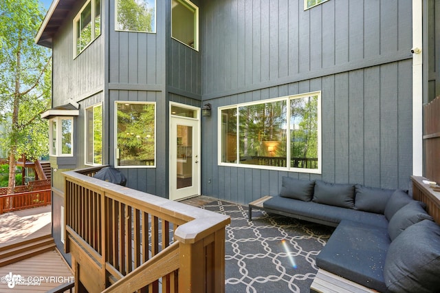 17001 Yellowstone Dr, Eagle River, AK 99577 - wooden terrace featuring outdoor lounge area