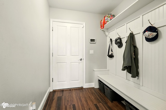 17001 Yellowstone Dr, Eagle River, AK 99577 - mudroom featuring dark wood-style flooring and baseboards