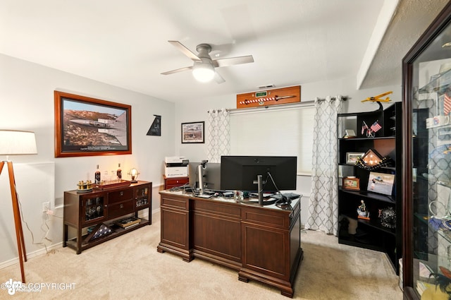 17001 Yellowstone Dr, Eagle River, AK 99577 - office with light carpet and a ceiling fan