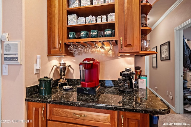 2215 S Austin Cir, Palmer, AK 99645 - bar area featuring ornamental molding and tile patterned flooring