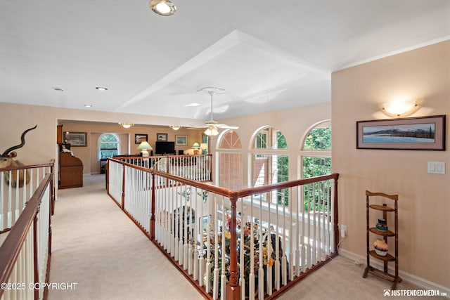 2215 S Austin Cir, Palmer, AK 99645 - hallway featuring light colored carpet, an upstairs landing, and recessed lighting