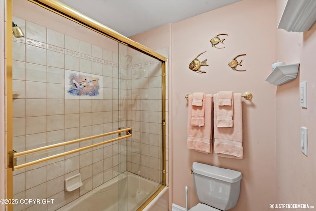 2215 S Austin Cir, Palmer, AK 99645 - full bathroom with toilet and bath / shower combo with glass door