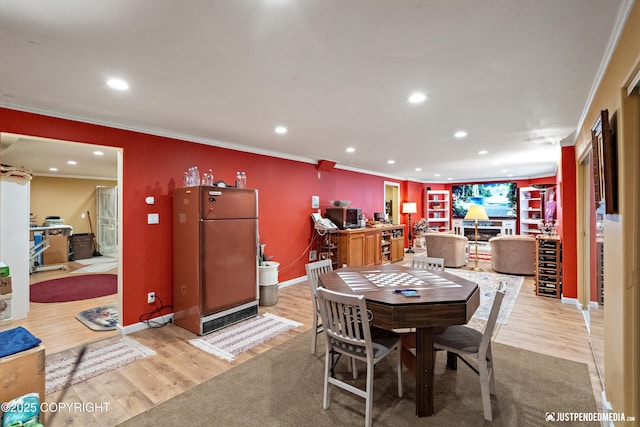 2215 S Austin Cir, Palmer, AK 99645 - dining room with recessed lighting, wood finished floors, and crown molding