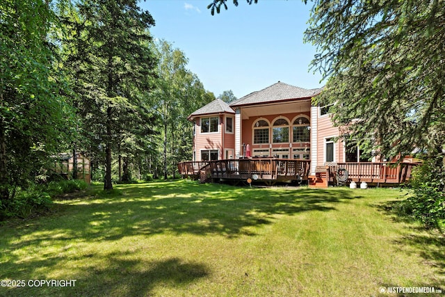 2215 S Austin Cir, Palmer, AK 99645 - view of grassy yard featuring a deck