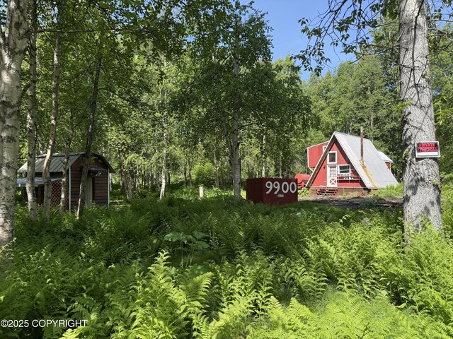 9810 N Runyon Cir, Palmer, AK 99645 - exterior view of a heavily wooded area