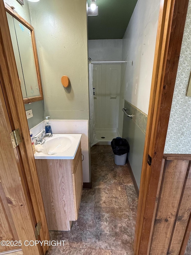 9810 N Runyon Cir, Palmer, AK 99645 - full bathroom with a stall shower and vanity