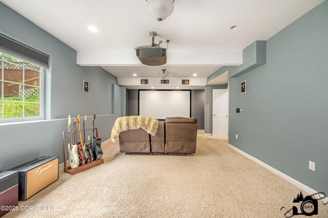 3474 E Wanamingo Dr, Wasilla, AK 99654 - carpeted home theater room with recessed lighting and baseboards