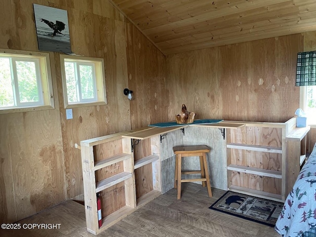 12829 Frontage Rd, Ninilchik, AK 99639 - misc room with plenty of natural light, wood ceiling, wooden walls, lofted ceiling, and wood finished floors