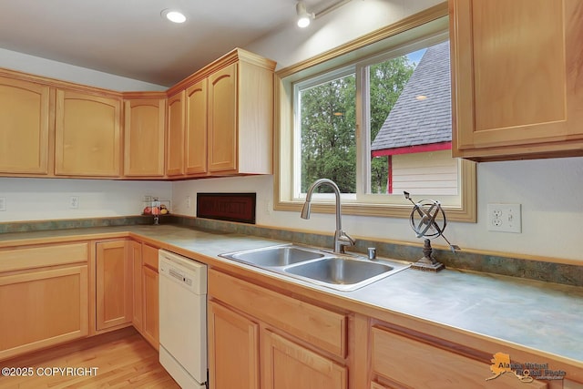 1101 E Dan St, Wasilla, AK 99654 - kitchen featuring dishwasher, light brown cabinetry, and light wood-style floors