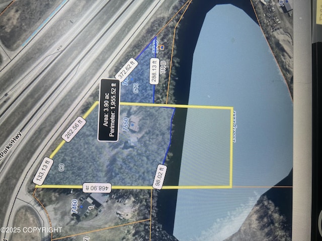 7550 E Fireweed Rd, Palmer, AK 99645 - aerial view of property's location featuring property parcel outlined