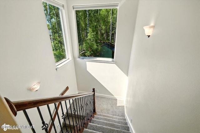 4920 W Fairview Loop, Wasilla, AK 99654 - staircase featuring plenty of natural light and carpet flooring