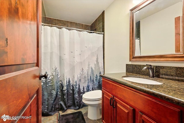 4920 W Fairview Loop, Wasilla, AK 99654 - full bath with vanity, curtained shower, and tile patterned flooring