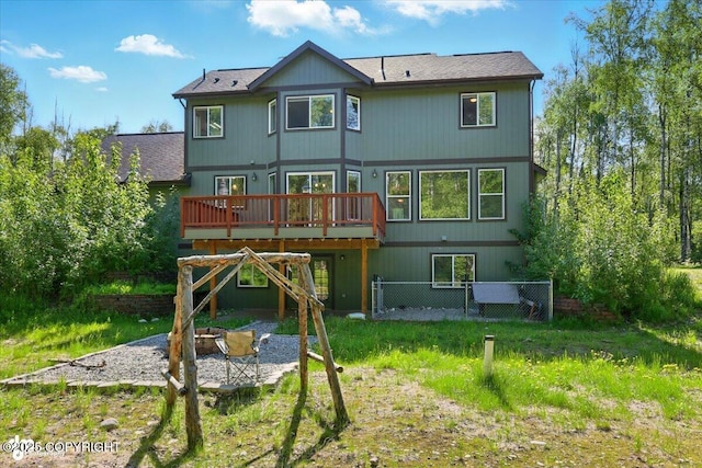 4920 W Fairview Loop, Wasilla, AK 99654 - back of property with a wooden deck