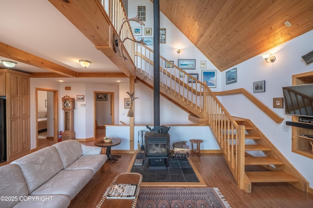 2032 Horizon Ct, Homer, AK 99603 - living area featuring stairs, wood finished floors, and baseboards