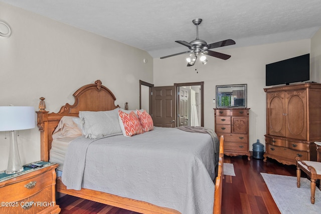38686 Hart Ct, Soldotna, AK 99669 - bedroom featuring wood finished floors, lofted ceiling, and a ceiling fan