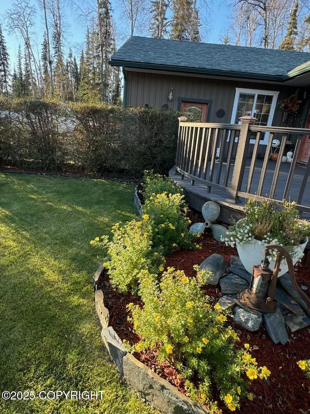 38686 Hart Ct, Soldotna, AK 99669 - view of green lawn featuring a deck