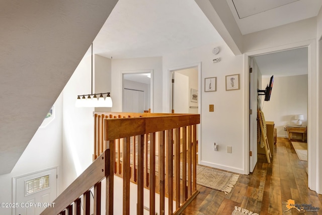 3941 Eric Cir, Anchorage, AK 99507 - hall with hardwood / wood-style floors and an upstairs landing