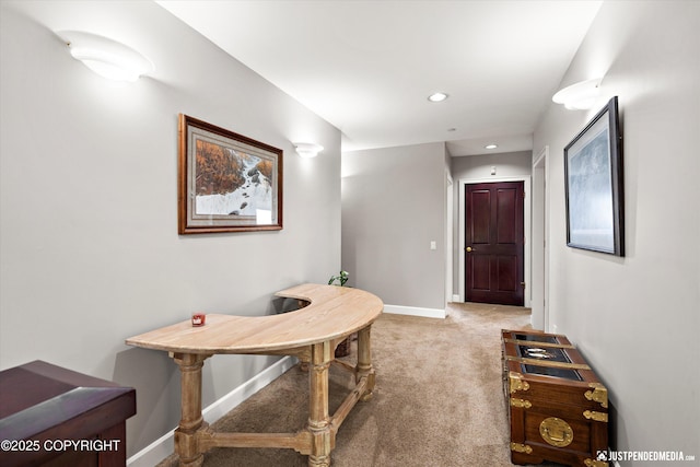 9900 Hillhaven Cir, Anchorage, AK 99507 - hallway featuring light colored carpet and recessed lighting