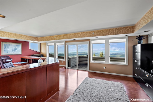 9900 Hillhaven Cir, Anchorage, AK 99507 - living room with dark wood finished floors and an office area
