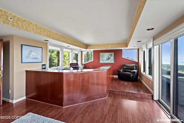 9900 Hillhaven Cir, Anchorage, AK 99507 - home office featuring dark wood finished floors and a tray ceiling