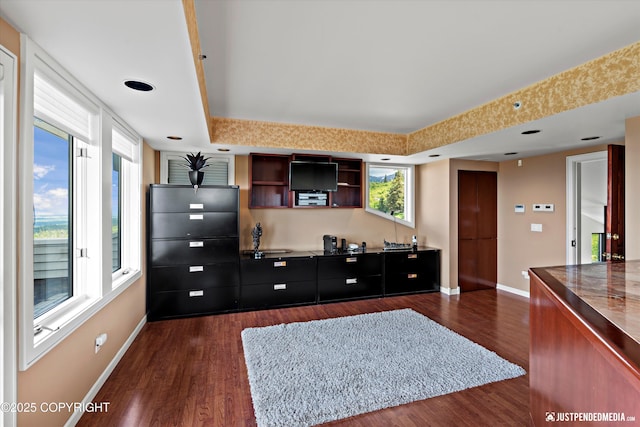 9900 Hillhaven Cir, Anchorage, AK 99507 - living room with dark wood-type flooring and a raised ceiling