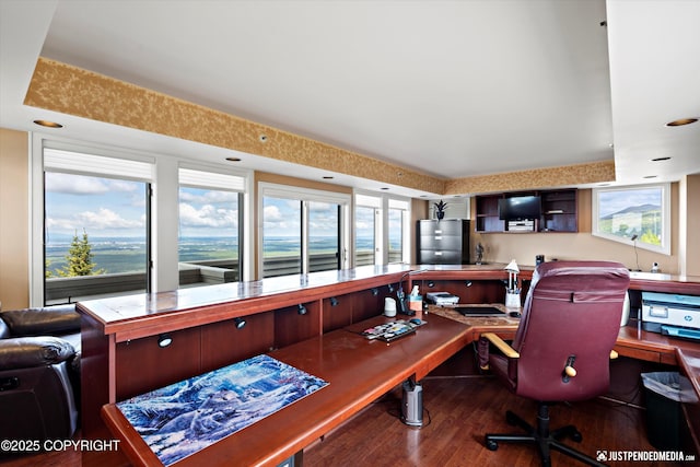 9900 Hillhaven Cir, Anchorage, AK 99507 - office area with wood finished floors and recessed lighting